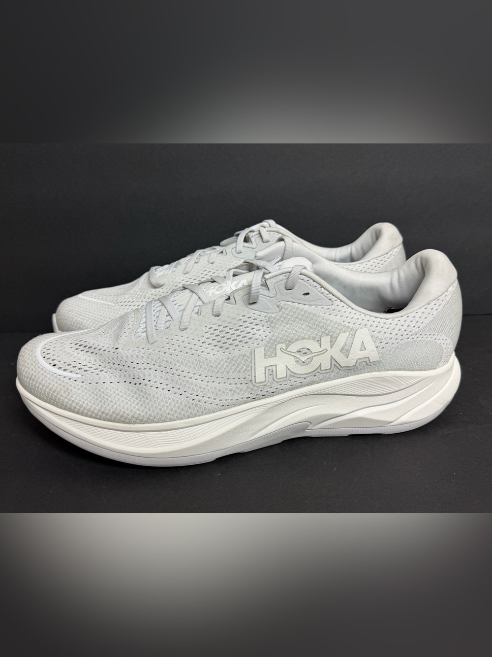 Size 16D Hoka Men's Rincon 4 Running Shoes Stardust / Cosmic Grey WORN ONCE